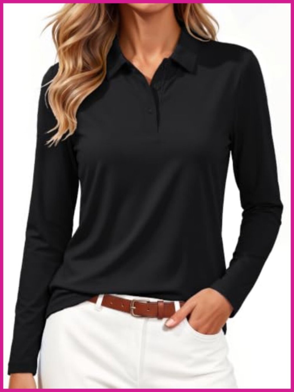 Women's Long Sleeve Polo Shirt UPF 50+ Golf Collared Athletic Top